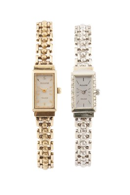 Lot 290 - A diamond set bracelet watch by Accurist, the...