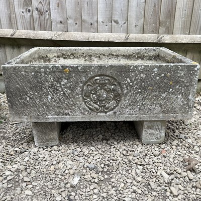 Lot 1295 - An old cast reconstituted stone rectangular trough