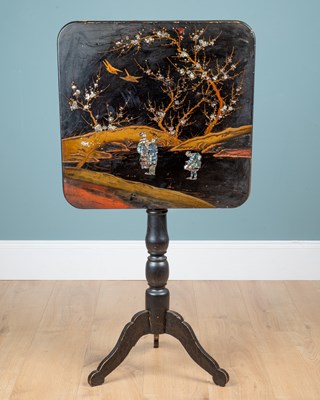 Lot 326 - A late 19th century chinoiserie tilt-top table
