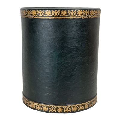 Lot 48 - A 1960s green leather-covered wastepaper basket