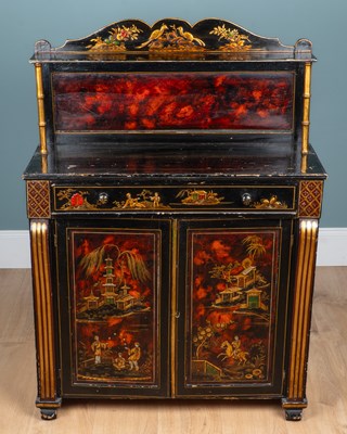 Lot 1213 - A 19th century chinoiserie-decorated chiffonier