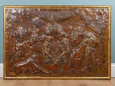 Lot 188 - An Indo-Persian copper relief and parcel gilt panel
