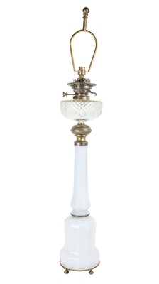 Lot 1069 - A French white-glass table lamp
