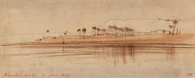 Lot Edward Lear (1812-1888) River landscape,...