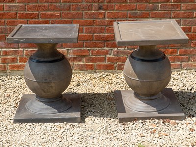 Lot 1270 - A pair of grey-painted composite sculpture stands