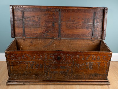 Lot A 16th century Italian cedarwood cassone, dated 1596