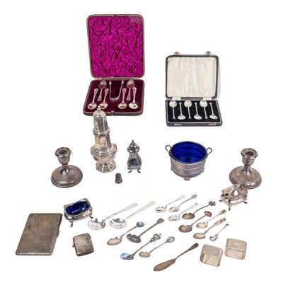 Lot 251 - A collection of silver, to include a cigarette...