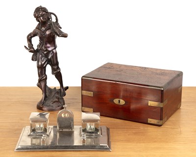 Lot 227 - Mahogany and brass bound dressing box 19th...