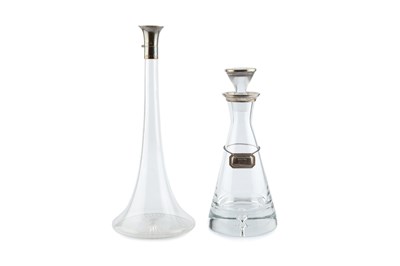 Lot A late Victorian silver mounted glass decanter,...