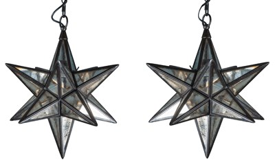 Lot 1078 - A pair of Art Deco Moravian-style pendant lights
