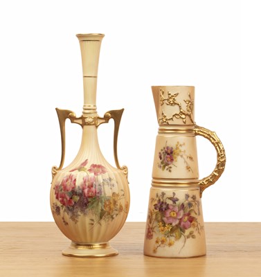 Lot 277 - Royal Worcester Tapered twin handled porcelain...
