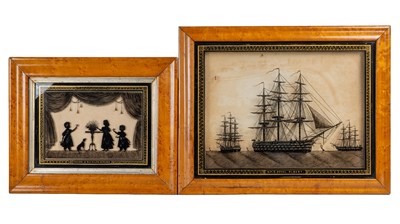 Lot 254 - Two 19th century reverse glass silhouette pictures