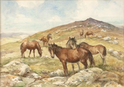 Lot 407 - Harry Fidler (1856-1935) Dartmoor ponies on a...