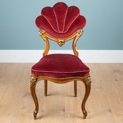 Lot 380 - Three yew wood salon chairs