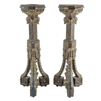 Lot 348 - A pair of Contemporary resin candle stands