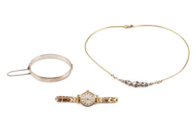 Lot 410 - A 9ct two colour gold collar necklace by...