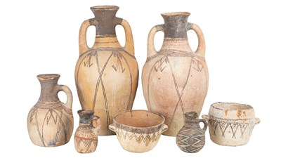 Lot 1114 - A group of seven Berber painted pottery vessels