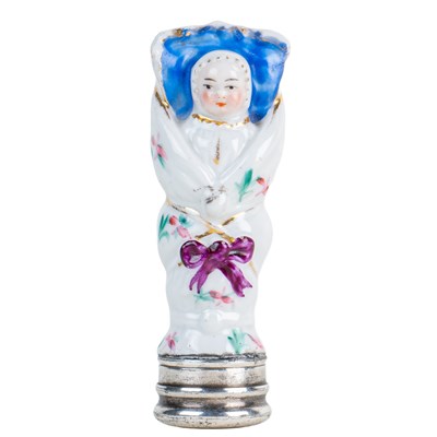 Lot 377 - A Victorian porcelain needle case