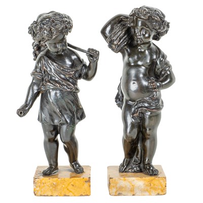 Lot 183 - A pair of early 19th century, possibly French, bronze sculptures of children