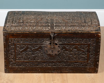 Lot 122 - An 18th century Colonial dome-topped box or trunk