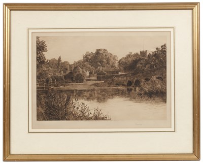 Lot 44 - H. J. Angley Sonning, etching, hand coloured,...