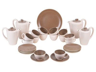Lot 1085 - A 1950s sepia and mushroom Poole coffee service