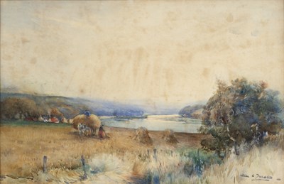 Lot 437 - Alec Fraser (act. 1893-1939) Harvesting in a...