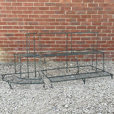 Lot 1300 - Two 20th century green-painted metal plant stands