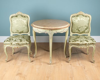 Lot 138 - A green-painted suite of Rococo-style furniture