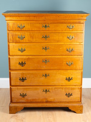Lot 133 - A George III American satin birch tall chest of drawers