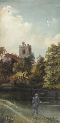 Lot 444 - Edwin Stocqueler (1829-1895) River landscape...