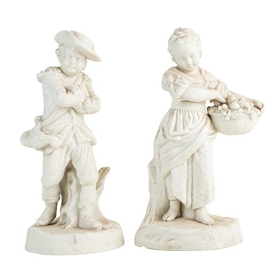 Lot 388 - A pair of 19th century Copeland parian ware figures of children