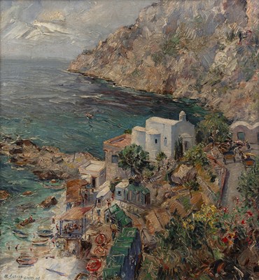 Lot 448 - Matteo Sarno (1894-1957) A coastal bay, Capri,...
