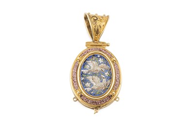 Lot 17 - A 19th century micromosaic locket pendant, of...