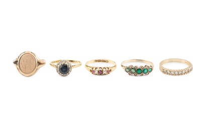 Lot 66 - Two diamond and stone set dress rings, each...
