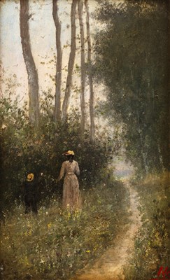 Lot 245 - Alexis Kreyder (1839-1912) A woodland path...