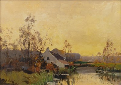 Lot 252 - Joseph Lievin (19th century) Au bord de la...