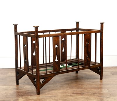 Lot 29 - Arts and Crafts Stained pine, cot or child's...
