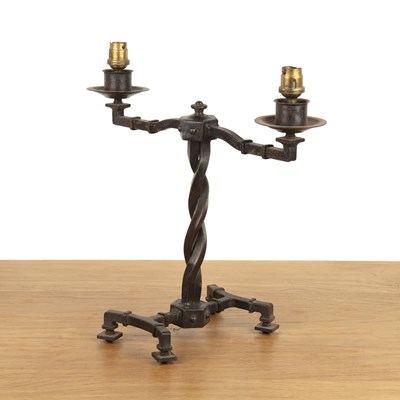 Lot 88 - Twin-branch lamp base Wrought iron,...