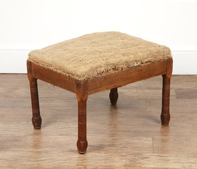 Lot 34 - Aesthetic movement Oak-framed stool, standing...