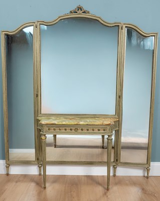 Lot 182 - A 20th century French dressing table with a floor-length triptych mirror