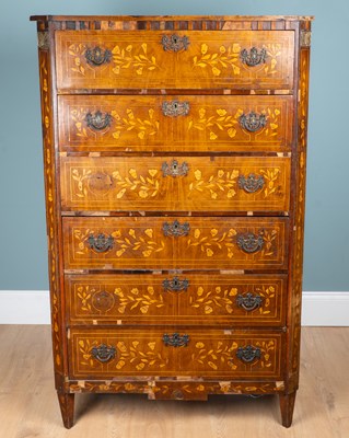 Lot 266 - A 19th century Dutch marquetry chest of six drawers