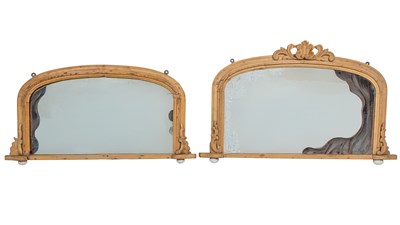 Lot 1166 - A pair of 19th century pine-framed overmantel mirrors