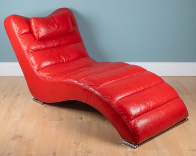 Lot 1132 - A red leather chaise longue by Contempo, Italy