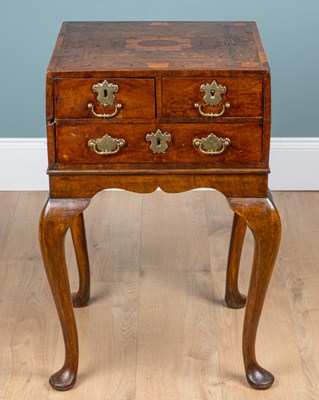 Lot 1121 - An 18th century and later inlaid chest on stand