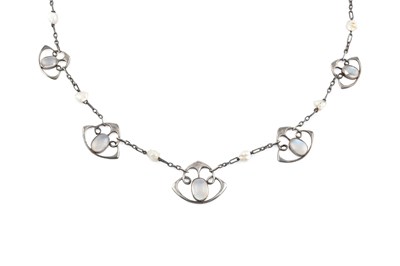 Lot 253 - An Arts and Crafts moonstone and pearl collar...