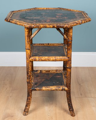 Lot 370 - A Victorian bamboo and laquerwork occasional table