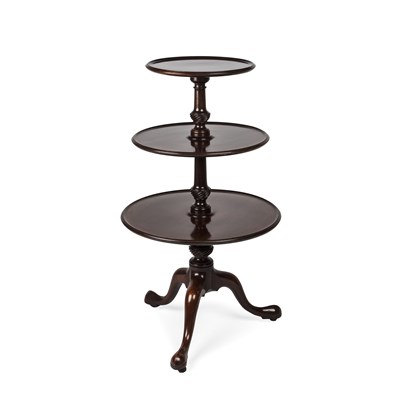 Lot 442 - A George III-style mahogany revolving three-tier dumb waiter