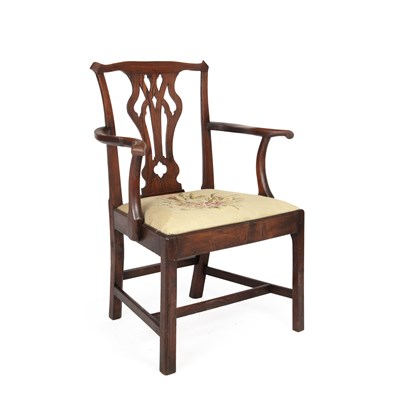 Lot 363 - An early Victorian ash elbow chair or desk chair
