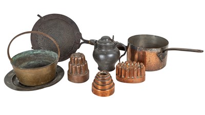 Lot 1209 - Three jelly moulds and kitchenalia